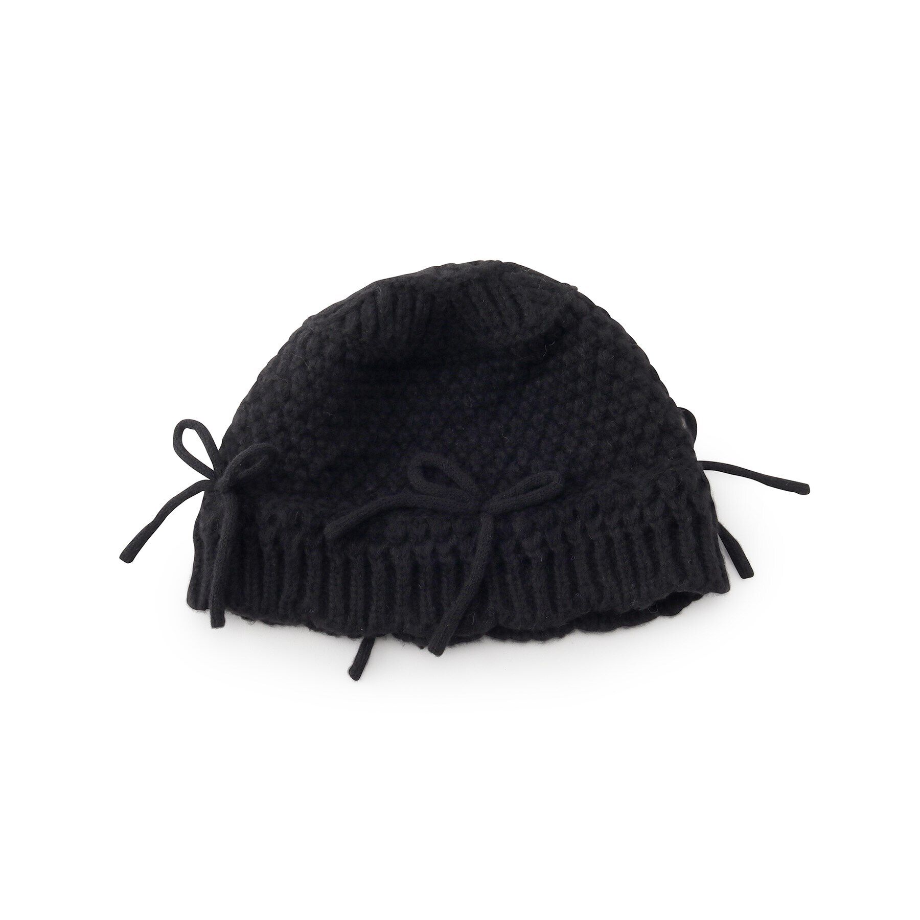 Grandedge「コードリボンニットチューリップハット」|ニット帽|ﾌﾞﾗｯｸ(019)