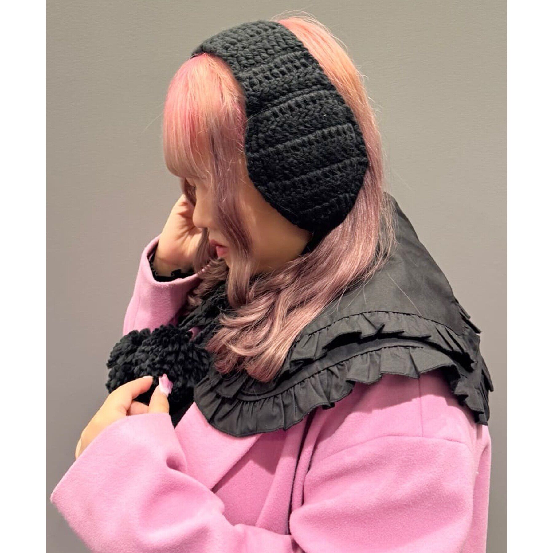 Grandedge「ポンポンクロシェイヤマフ」|イヤーマフ|