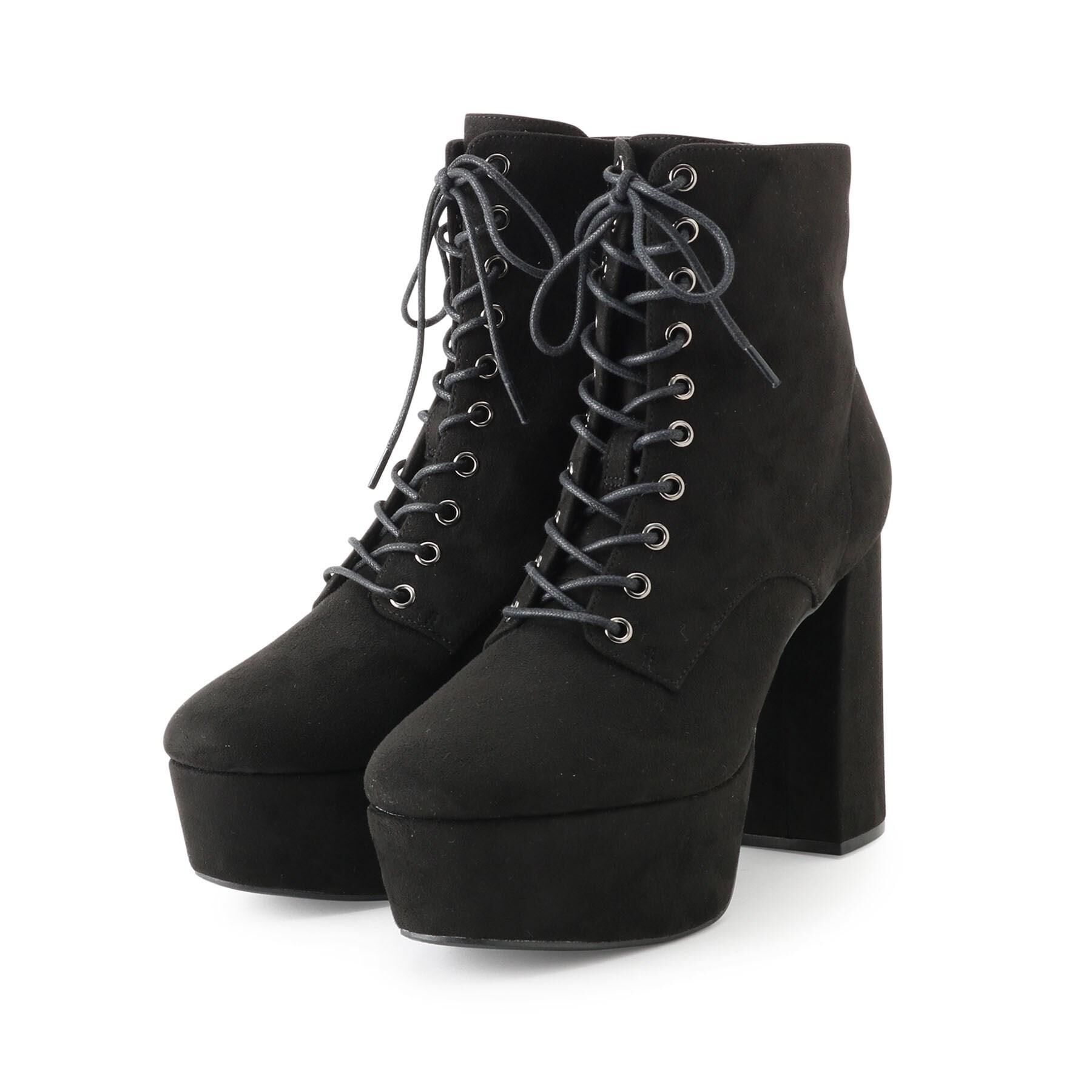 ESPERANZA「【ラク盛り／ショートブーツ】リピーター続出／脚長美脚　厚底レースアップブーツ」|ショートブーツ|