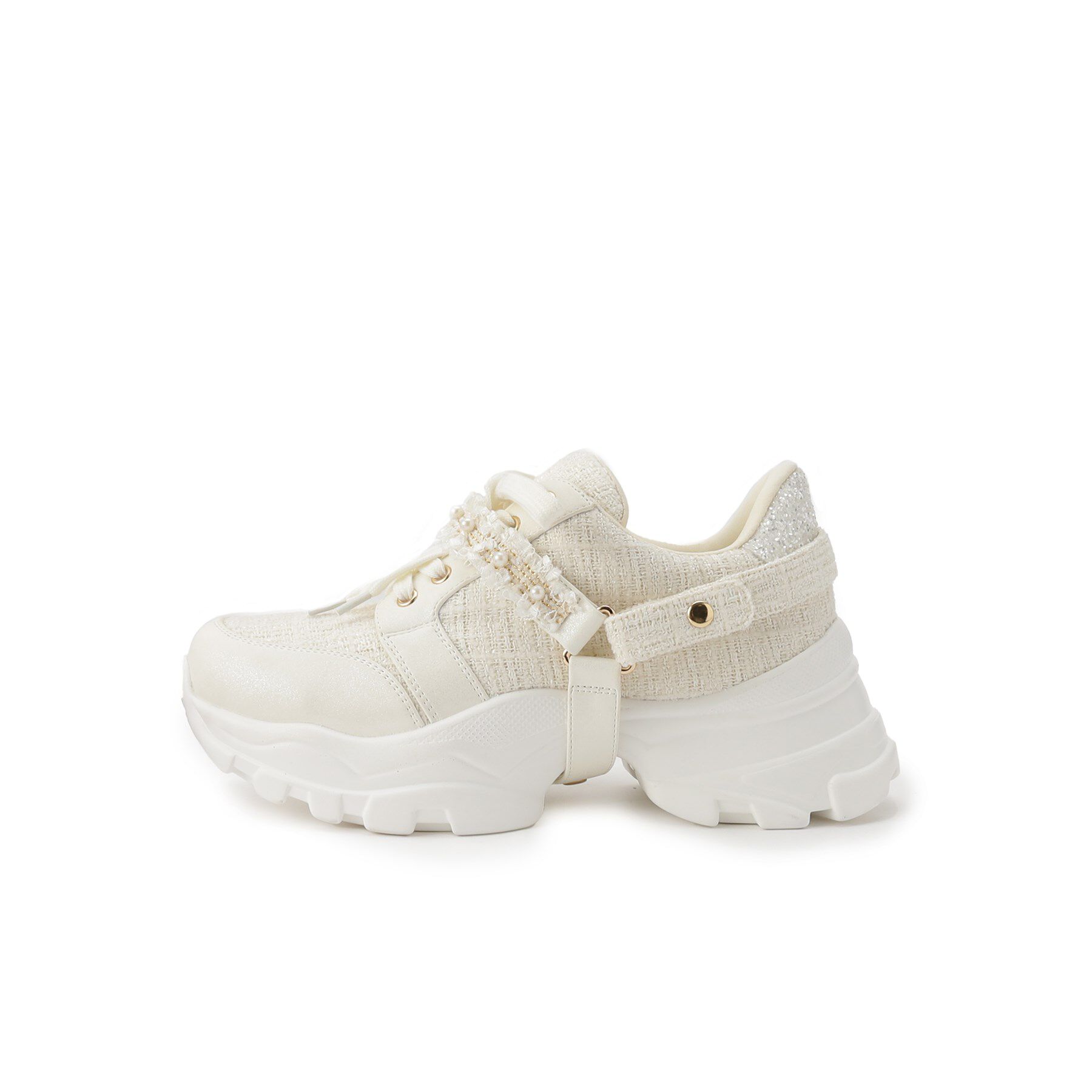 ESPERANZA「フリル&times;パール調ベルトツイードスニーカー」|スニーカー|
