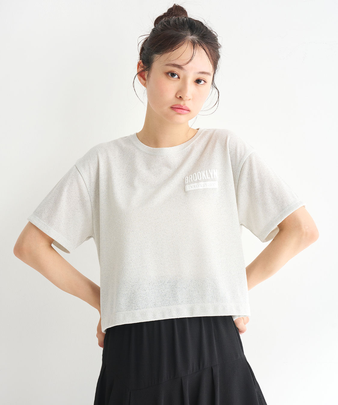 COCO DEAL「ラメ裏毛発泡プリントロゴTシャツ」|Tシャツ・カットソー|オフ