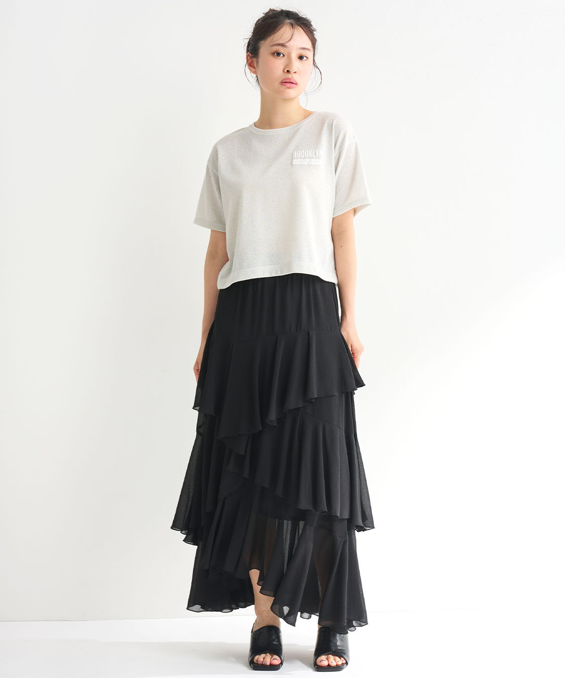 COCO DEAL「ラメ裏毛発泡プリントロゴTシャツ」|Tシャツ・カットソー|