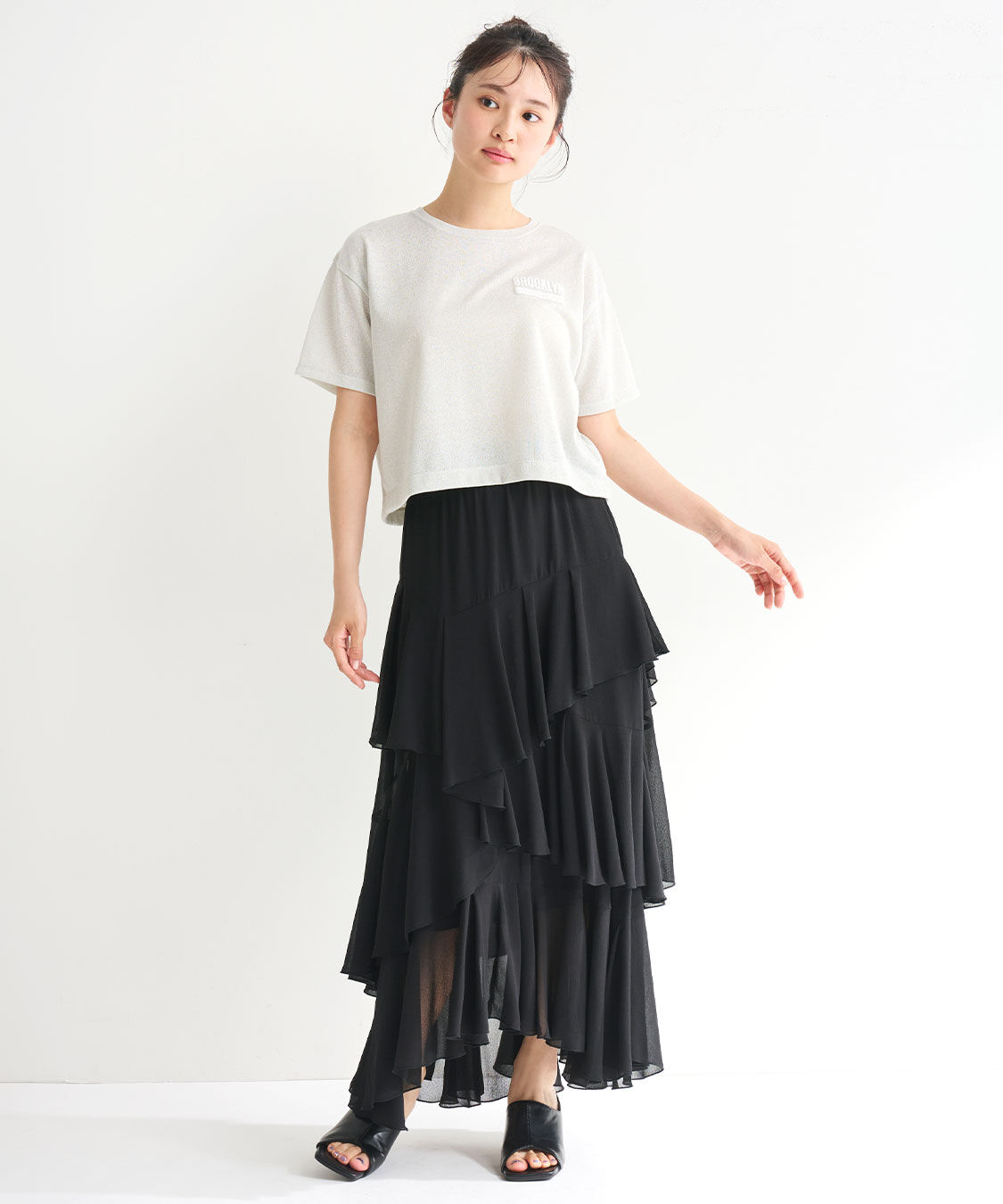 COCO DEAL「ラメ裏毛発泡プリントロゴTシャツ」|Tシャツ・カットソー|