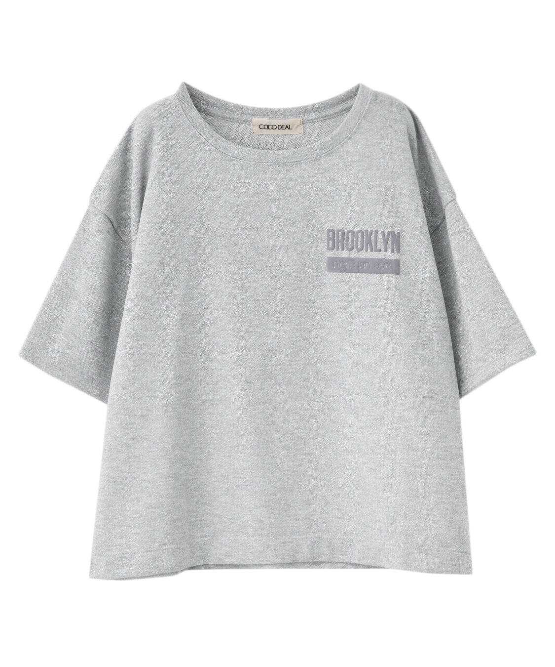 COCO DEAL「ラメ裏毛発泡プリントロゴTシャツ」|Tシャツ・カットソー|杢グレー