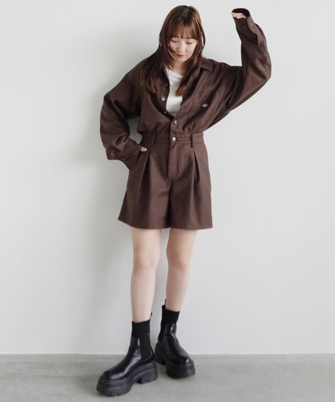 COCO DEAL「《COCO DEAL/Dickies(R)》シャツオールインワン」|オールインワン|