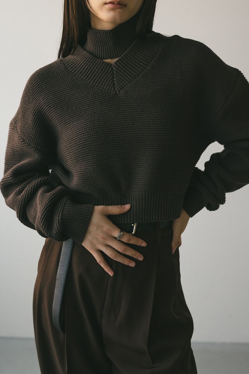 STYLEMIXER「チョーカーネックVニット」|ニット・セーター|BRN