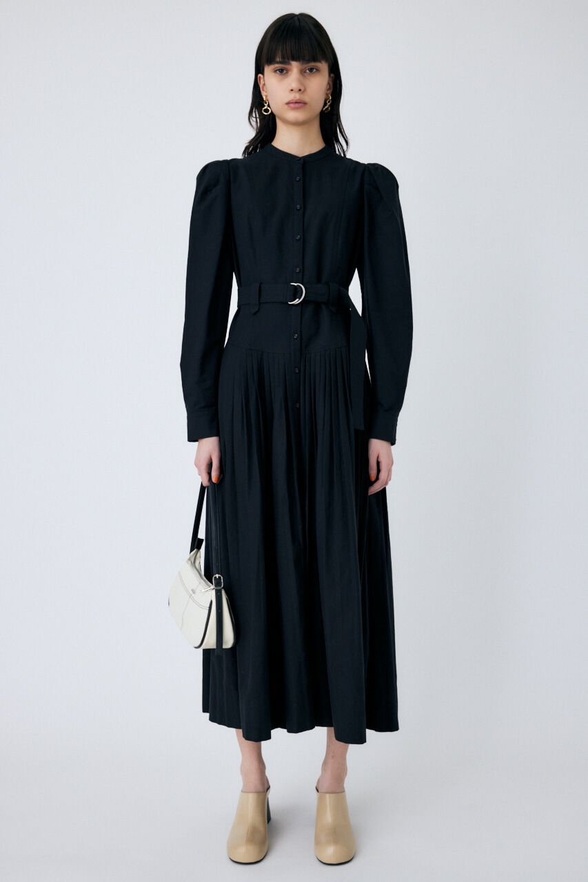 MOUSSY「BELTED PLEATS ドレス」|ワンピース|BLK