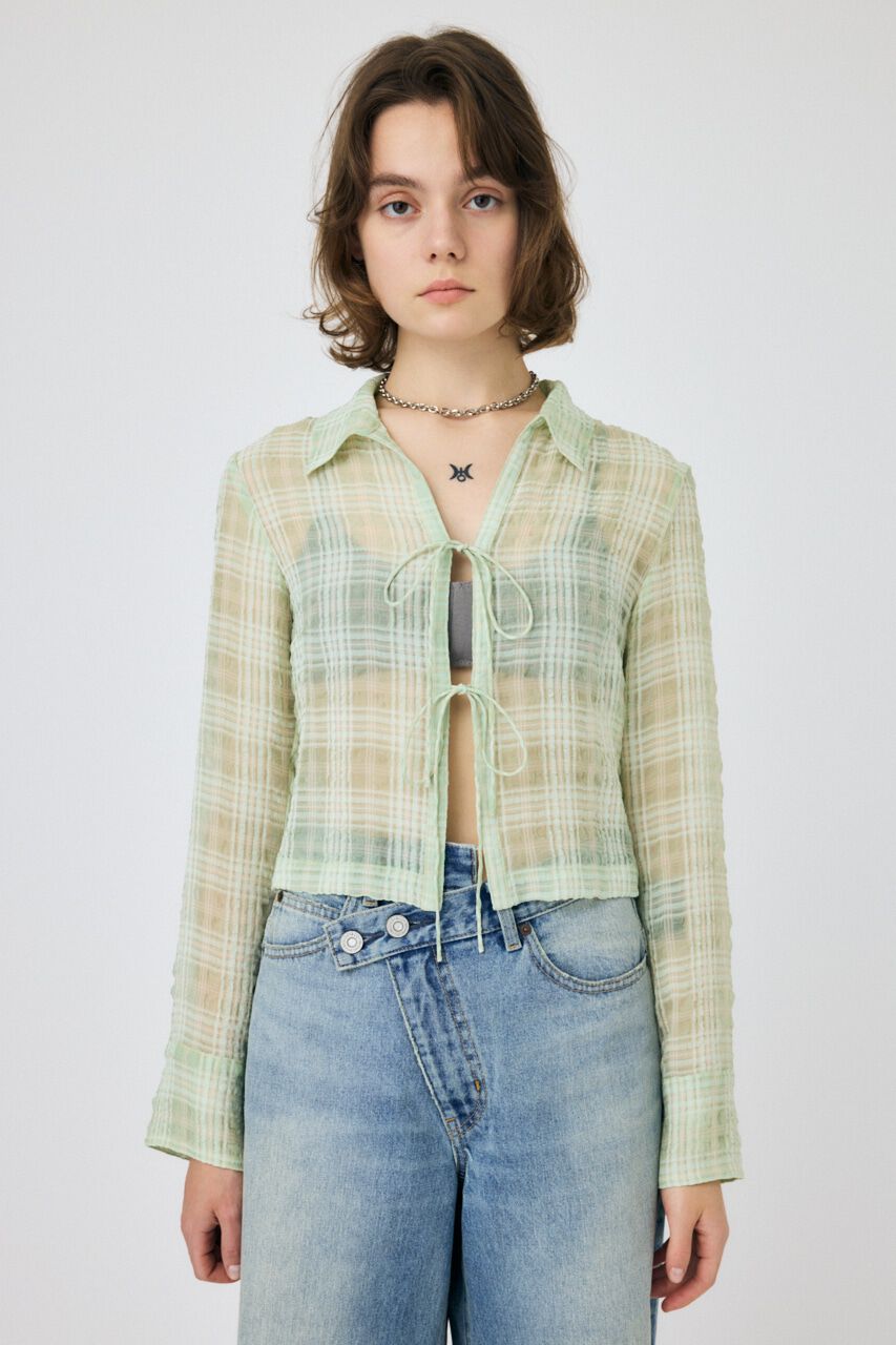 MOUSSY「FRONT TIED CHECK シャツ」|シャツ・ブラウス|