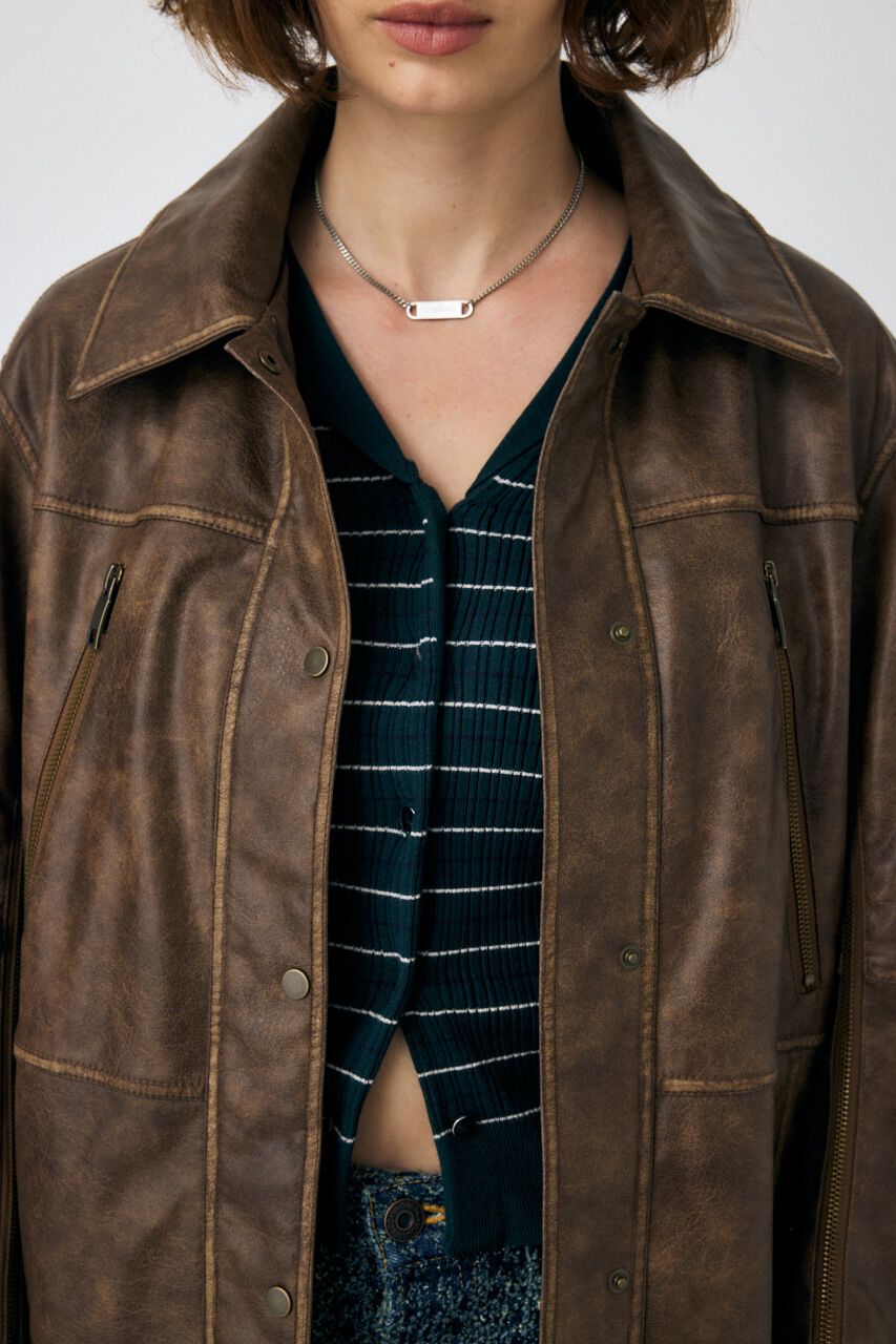 MOUSSY「AGED F/LEATHER MIDDLE ジャケット」|その他|