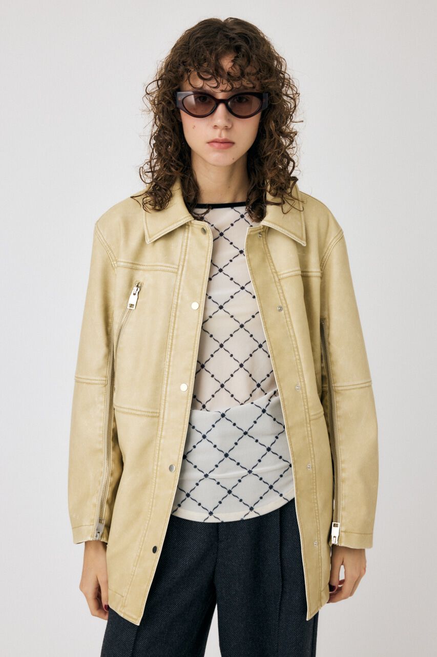 MOUSSY「AGED F/LEATHER MIDDLE ジャケット」|その他|BEG