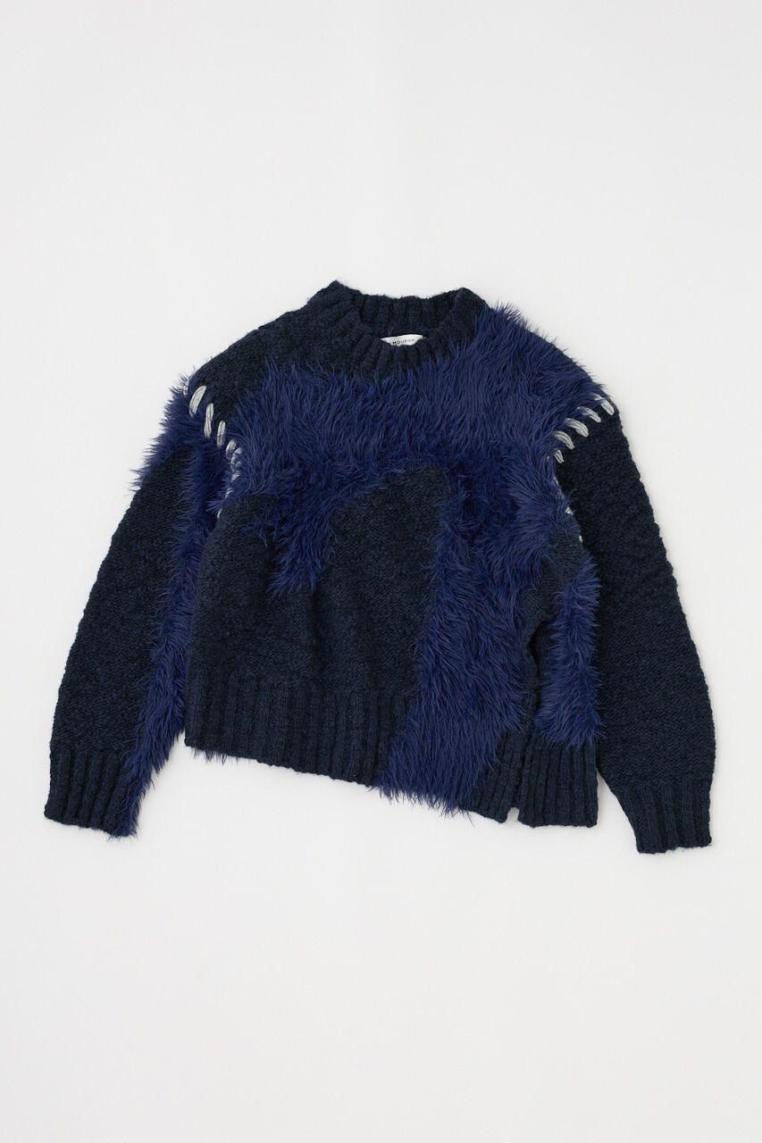 MOUSSY「INTARSIA SLIT セーター」|ニット・セーター|NVY