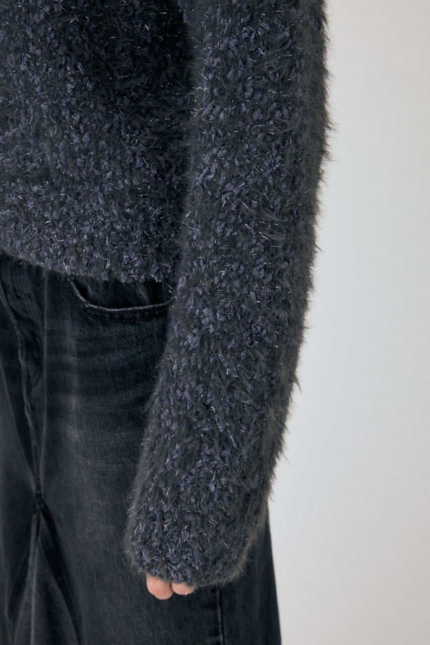 MOUSSY「GLITTER SHAGGY ニットカーディガン」|カーディガン|