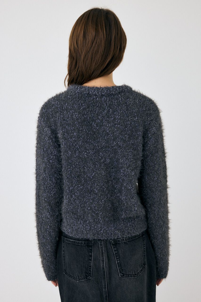 MOUSSY「GLITTER SHAGGY ニットカーディガン」|カーディガン|