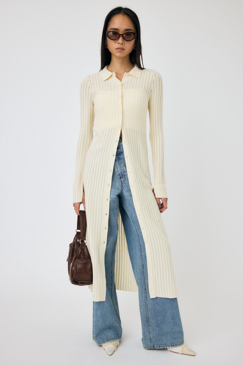 MOUSSY「SHEER LONG カーディガン」|ワンピース|O/WHT1