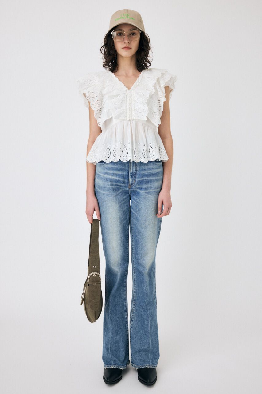 MOUSSY「EYELET CAPSLEEVE ブラウス」|シャツ・ブラウス|