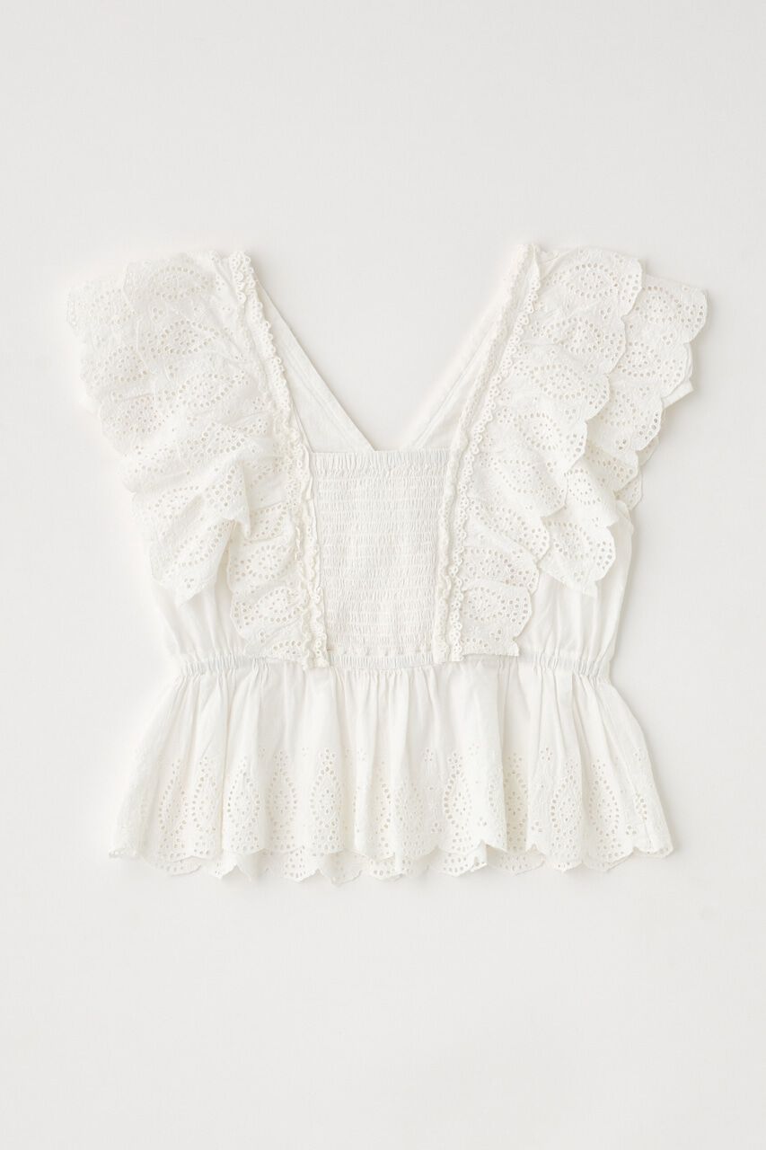 MOUSSY「EYELET CAPSLEEVE ブラウス」|シャツ・ブラウス|