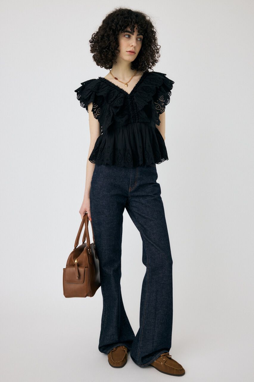 MOUSSY「EYELET CAPSLEEVE ブラウス」|シャツ・ブラウス|