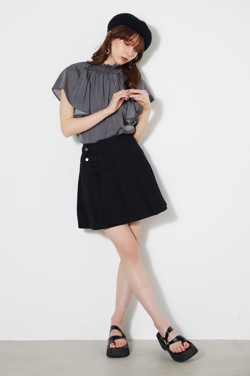 rienda「タックプリーツJ/W DENIM SK」|スカート|BLK