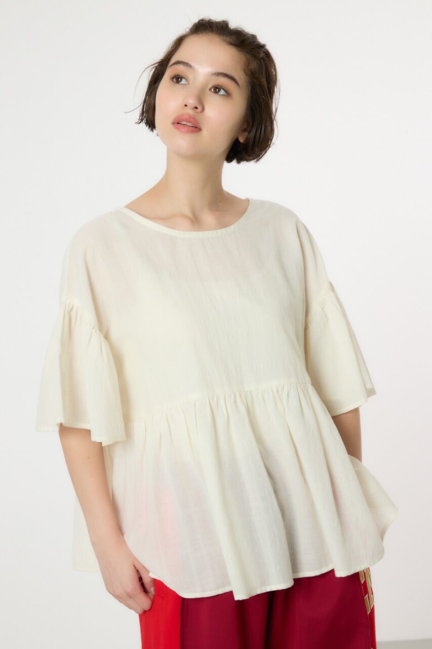 RODEO CROWNS「リネンライクフリルブラウス」|シャツ・ブラウス|O/WHT1