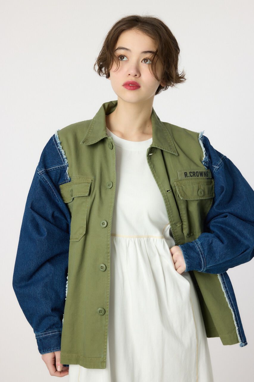 RODEO CROWNS「デニムドッキングミリタリールーズシャツ」|シャツ・ブラウス|