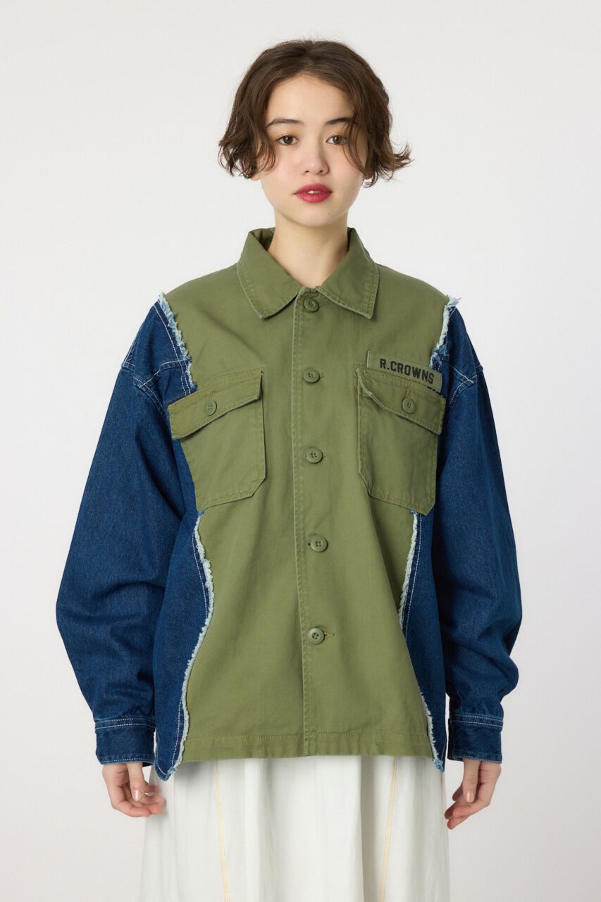 RODEO CROWNS「デニムドッキングミリタリールーズシャツ」|シャツ・ブラウス|