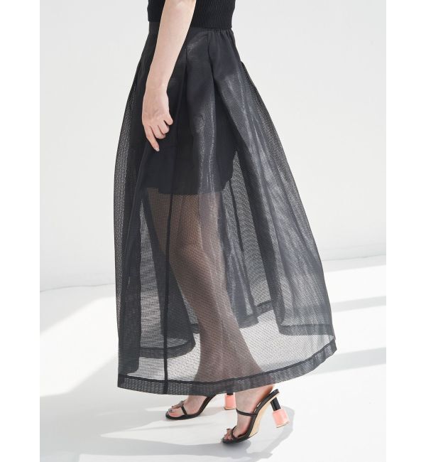 ELENDEEK「【FUJIKO&times;ELENDEEK】2WAY SHEER CHECK FLARED SK」|スカート|