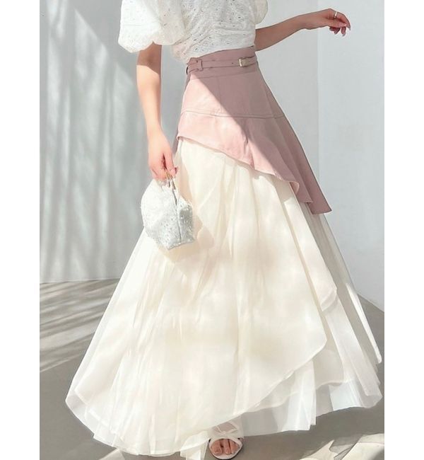 RESEXXY「【WEB限定】チュールドッキングフレアスカート」|スカート|ピンク