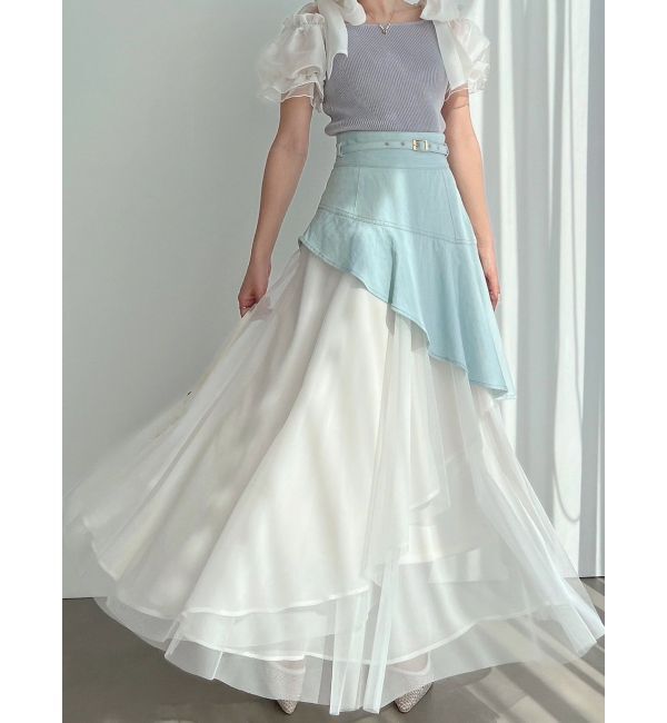 RESEXXY「【WEB限定】チュールドッキングフレアスカート」|スカート|アイスブルー