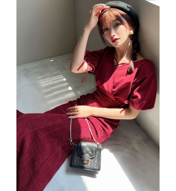 RESEXXY「カシュクールツイードマーメイドワンピース」|ワンピース|