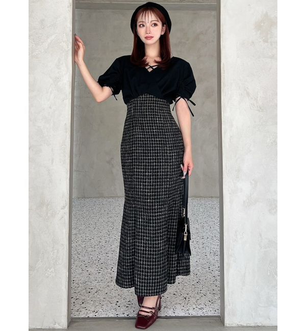 RESEXXY「カシュクールツイードマーメイドワンピース」|ワンピース|