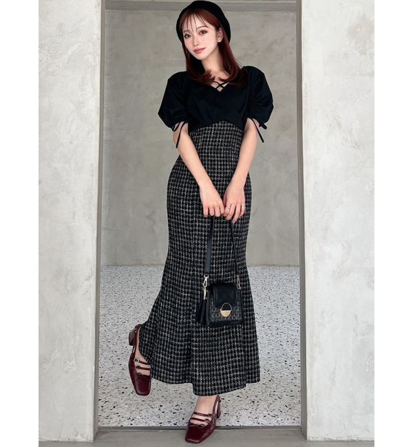 RESEXXY「カシュクールツイードマーメイドワンピース」|ワンピース|