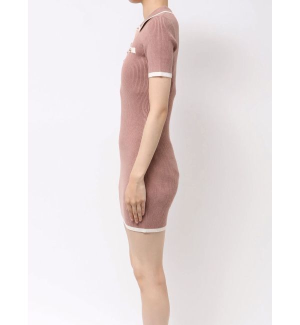 RESEXXY「ゴールドボタンバイカラーニットポロワンピース」|ワンピース|