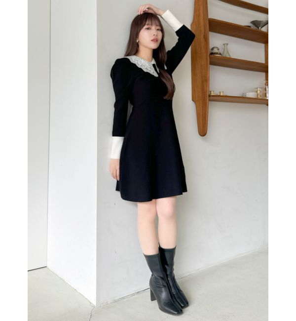 dazzlin「レースカラーフレアワンピース」|ワンピース|