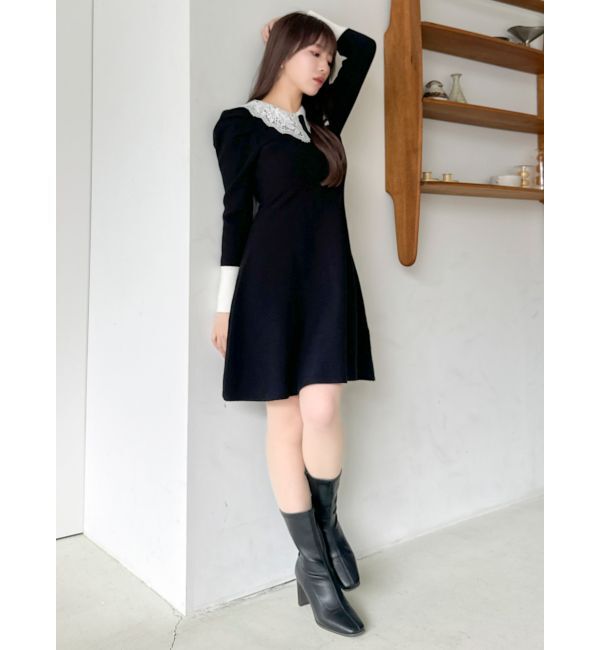 dazzlin「レースカラーフレアワンピース」|ワンピース|