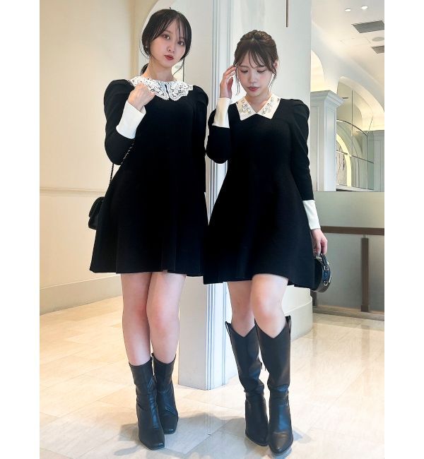 dazzlin「レースカラーフレアワンピース」|ワンピース|