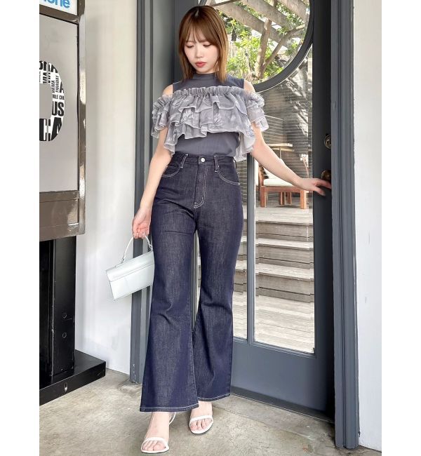 dazzlin「【骨格ウェーブ向け】フレアデニムパンツ」|デニム|