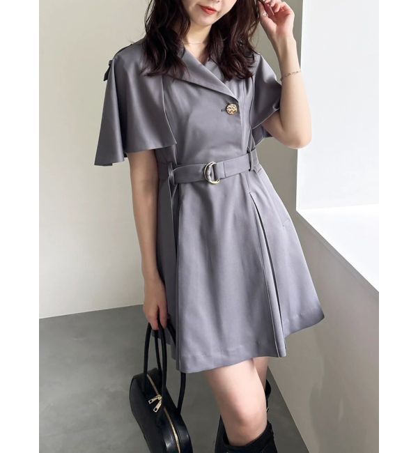 dazzlin「【WEB限定カラーあり】ケープトレンチミニワンピース」|ワンピース|チャコールグレー