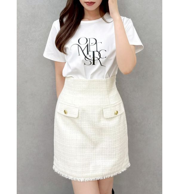 dazzlin「ポケットミニスカート/ツイード」|スカート|アイボリー