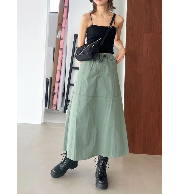 EMODA「ナイロンフレアマキシスカート」|スカート|