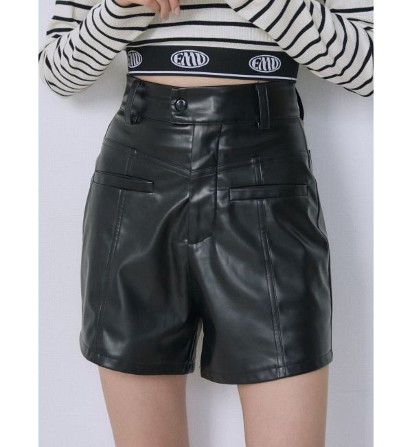 EMODA「フェイクレザーハイウエストショートパンツ」|その他|ブラック