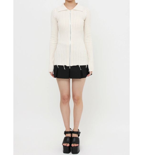 EMODA「クラッシュリブジップフィットニット」|ニット・セーター|