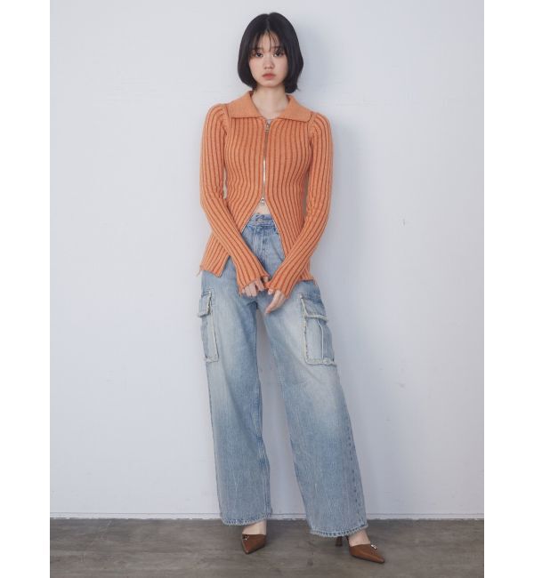 EMODA「クラッシュリブジップフィットニット」|ニット・セーター|