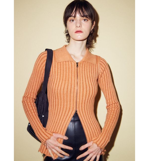 EMODA「クラッシュリブジップフィットニット」|ニット・セーター|