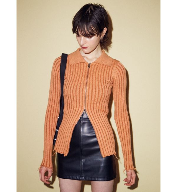EMODA「クラッシュリブジップフィットニット」|ニット・セーター|