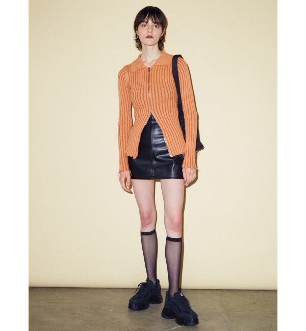 EMODA「クラッシュリブジップフィットニット」|ニット・セーター|