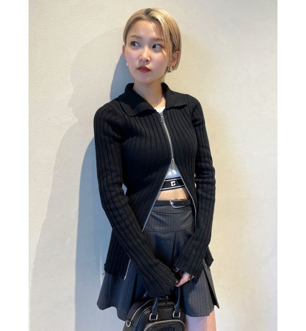 EMODA「クラッシュリブジップフィットニット」|ニット・セーター|