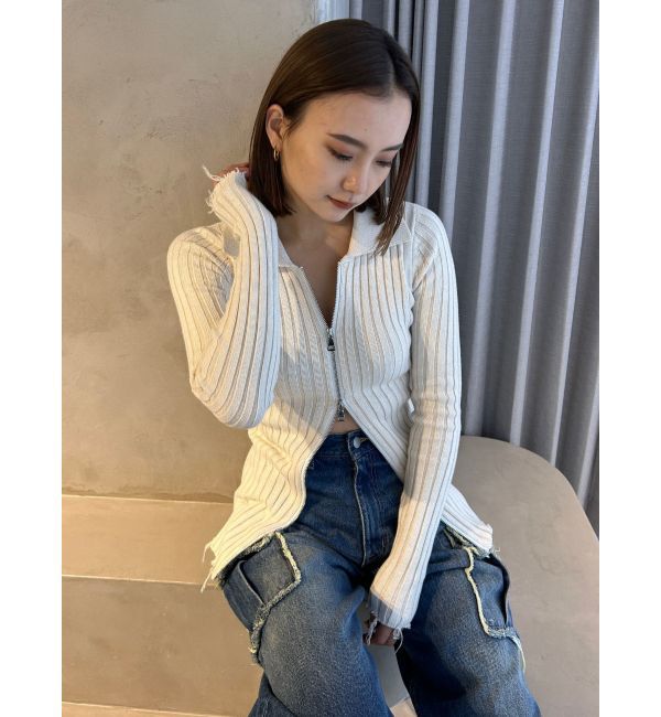 EMODA「クラッシュリブジップフィットニット」|ニット・セーター|