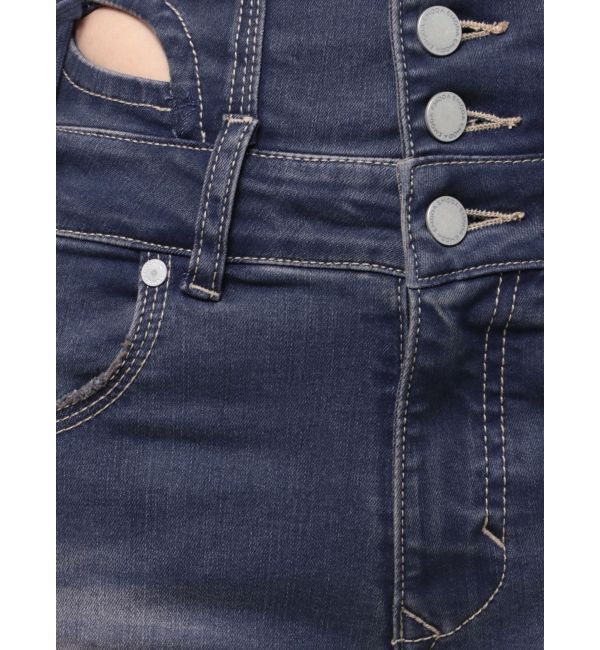 EMODA「カットアウトリボンハイウエストフレアパギンス」|デニム|