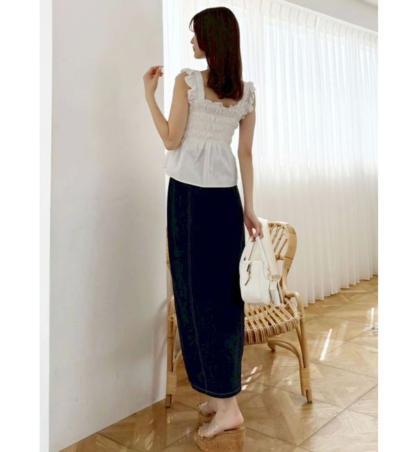 MERCURYDUO「シャーリングフリルバックシャンブラウス」|シャツ・ブラウス|