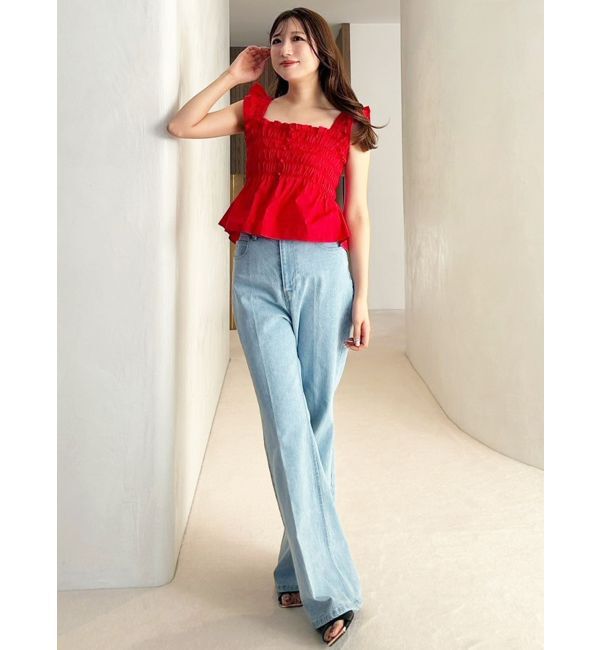 MERCURYDUO「シャーリングフリルバックシャンブラウス」|シャツ・ブラウス|